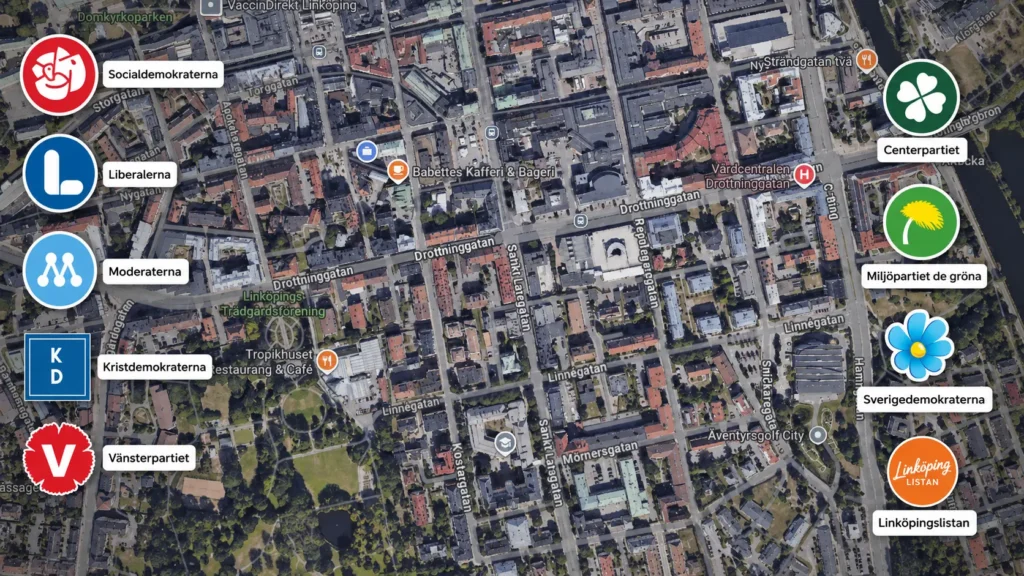 Linköping Drottninggatan partier